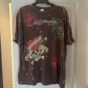 Vintage Ed Hardy Brown Graphic T-Shirt